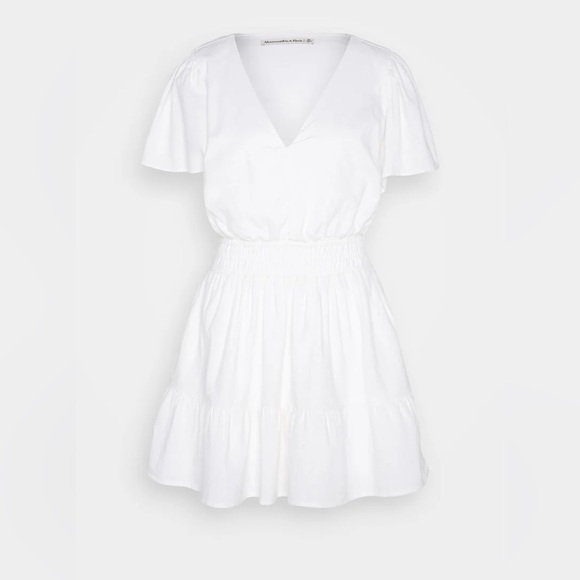 Abercrombie LINEN EASY WAIST TIERED MINI DRESS - Picture 2 of 6